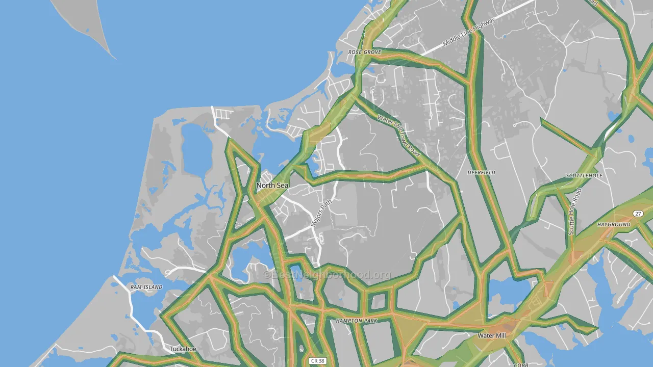 North Sea, NY Map of Noise Levels in North Sea