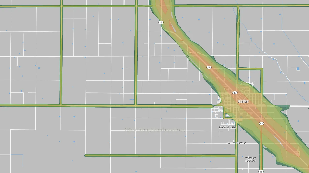 North Shafter, CA Map of Noise Levels in North Shafter