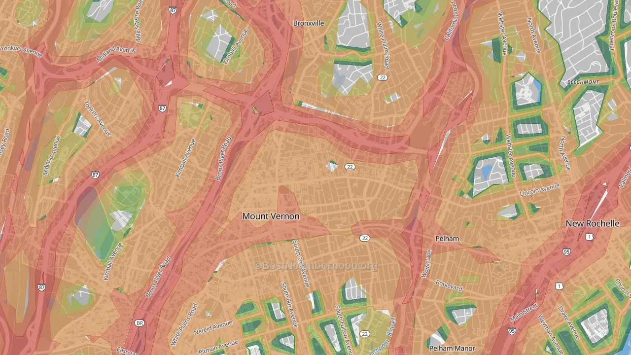 North Side, Mount Vernon, NY Map of Noise Levels in North Side