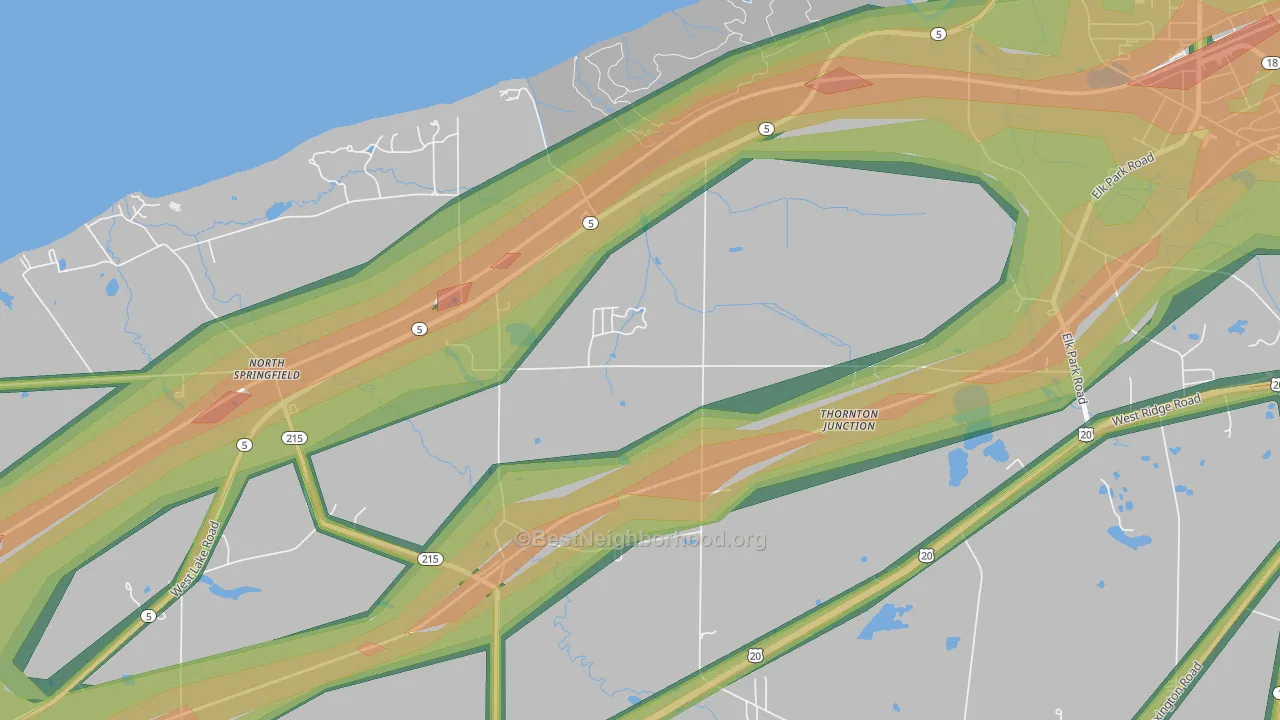 North Springfield, PA Map of Noise Levels in North Springfield