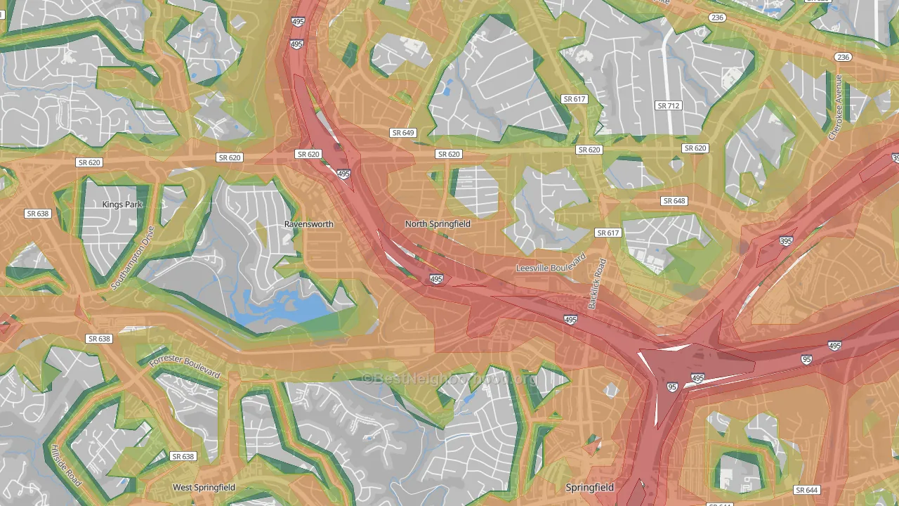 North Springfield, Springfield, VA Map of Noise Levels in North Springfield