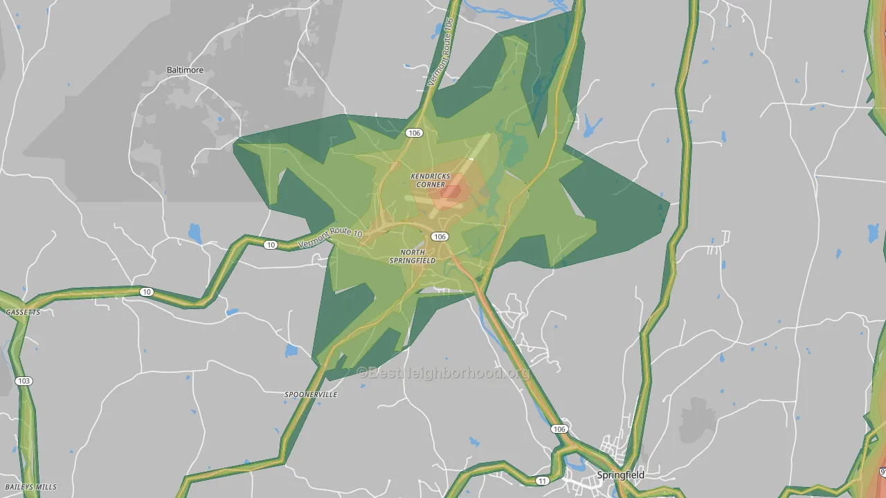 North Springfield, VT Map of Noise Levels in North Springfield