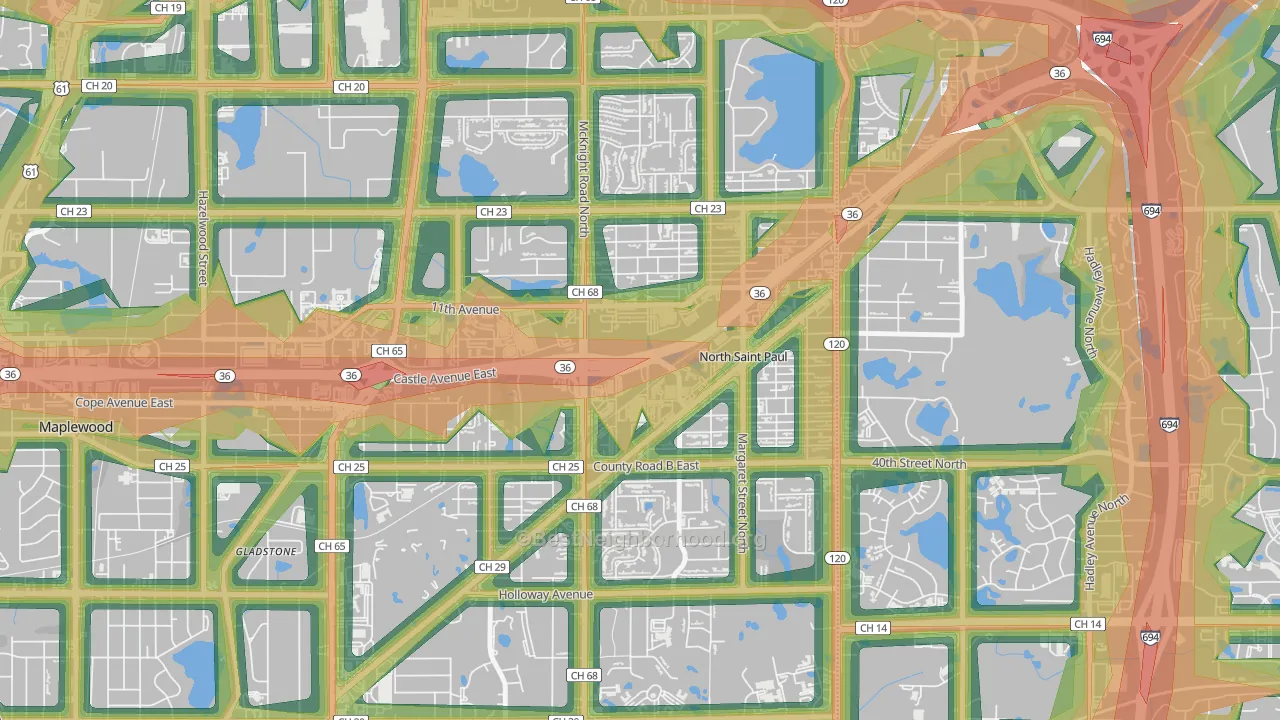 North St. Paul, MN Map of Noise Levels in North St. Paul