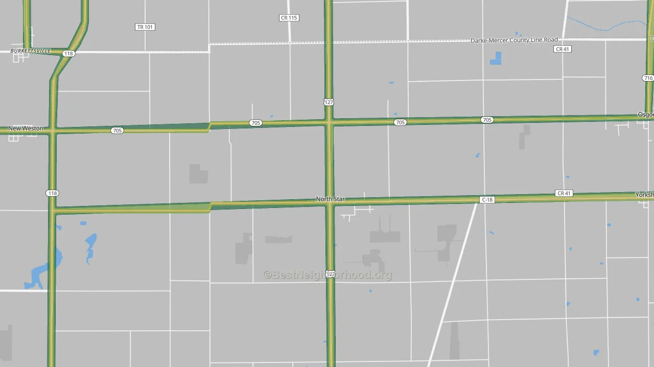 North Star, OH Map of Noise Levels in North Star