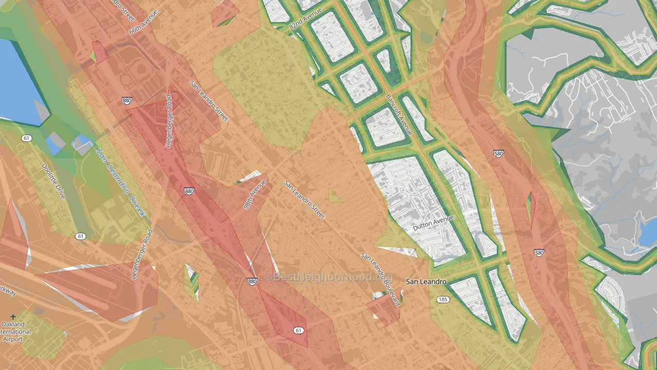 North Stonehurst, Oakland, CA Map of Noise Levels in North Stonehurst