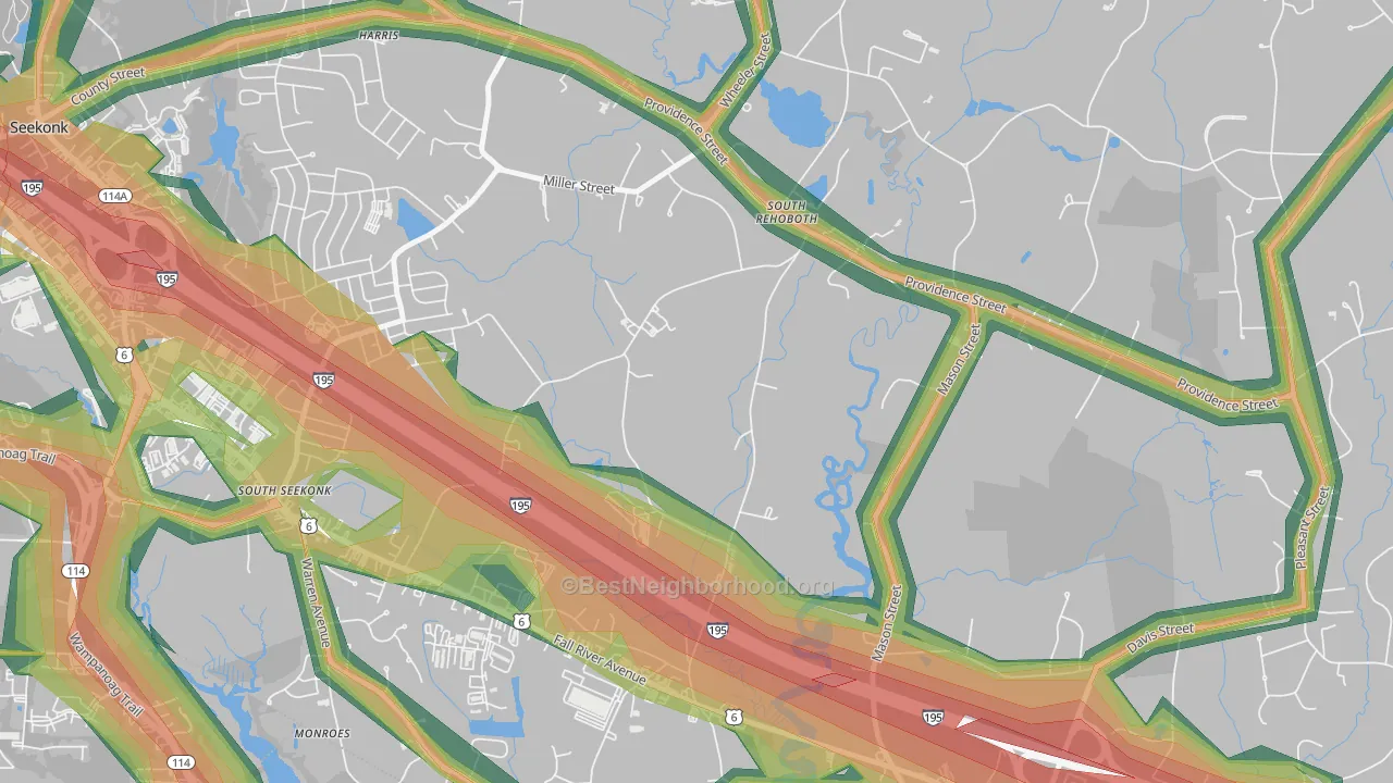 North Swansea, MA Map of Noise Levels in North Swansea