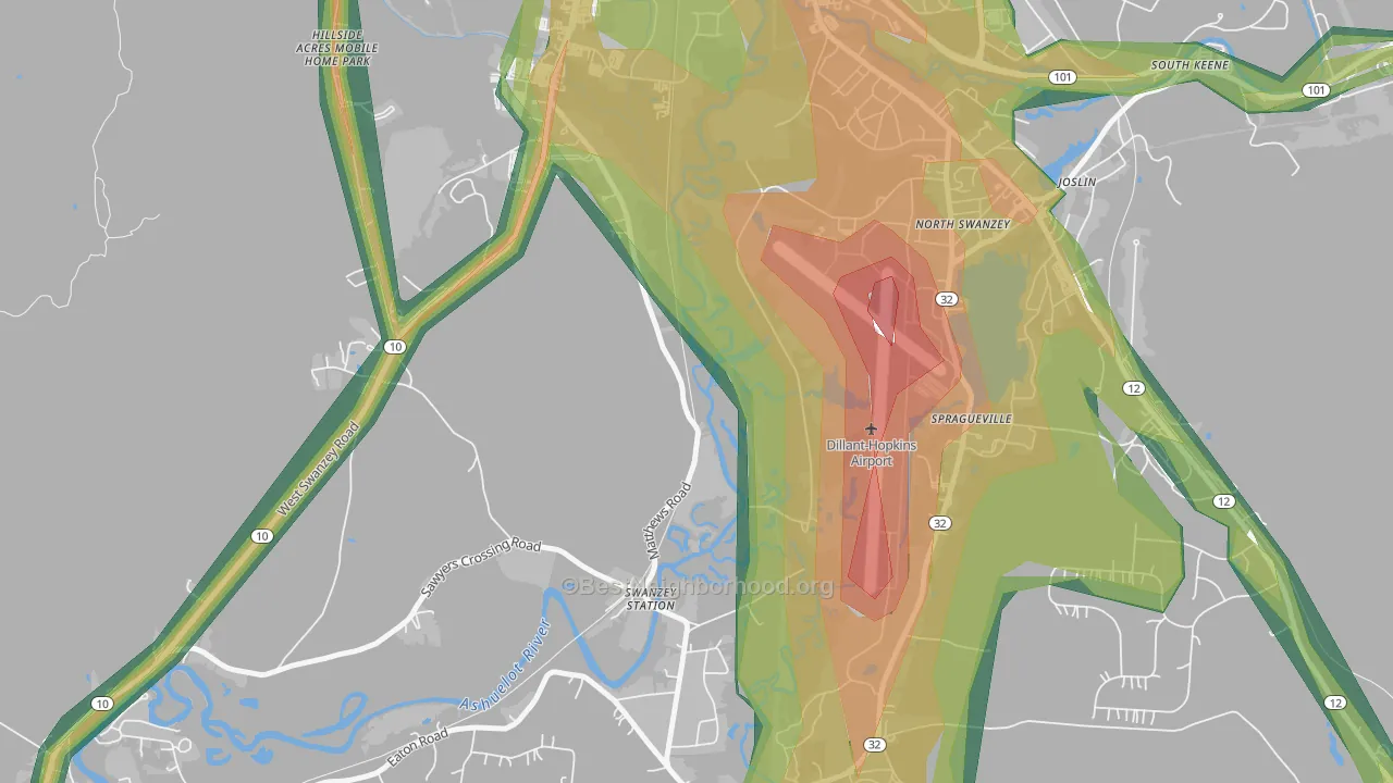 North Swanzey, NH Map of Noise Levels in North Swanzey