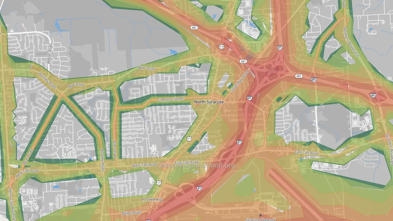North Syracuse, NY Map of Noise Levels in North Syracuse