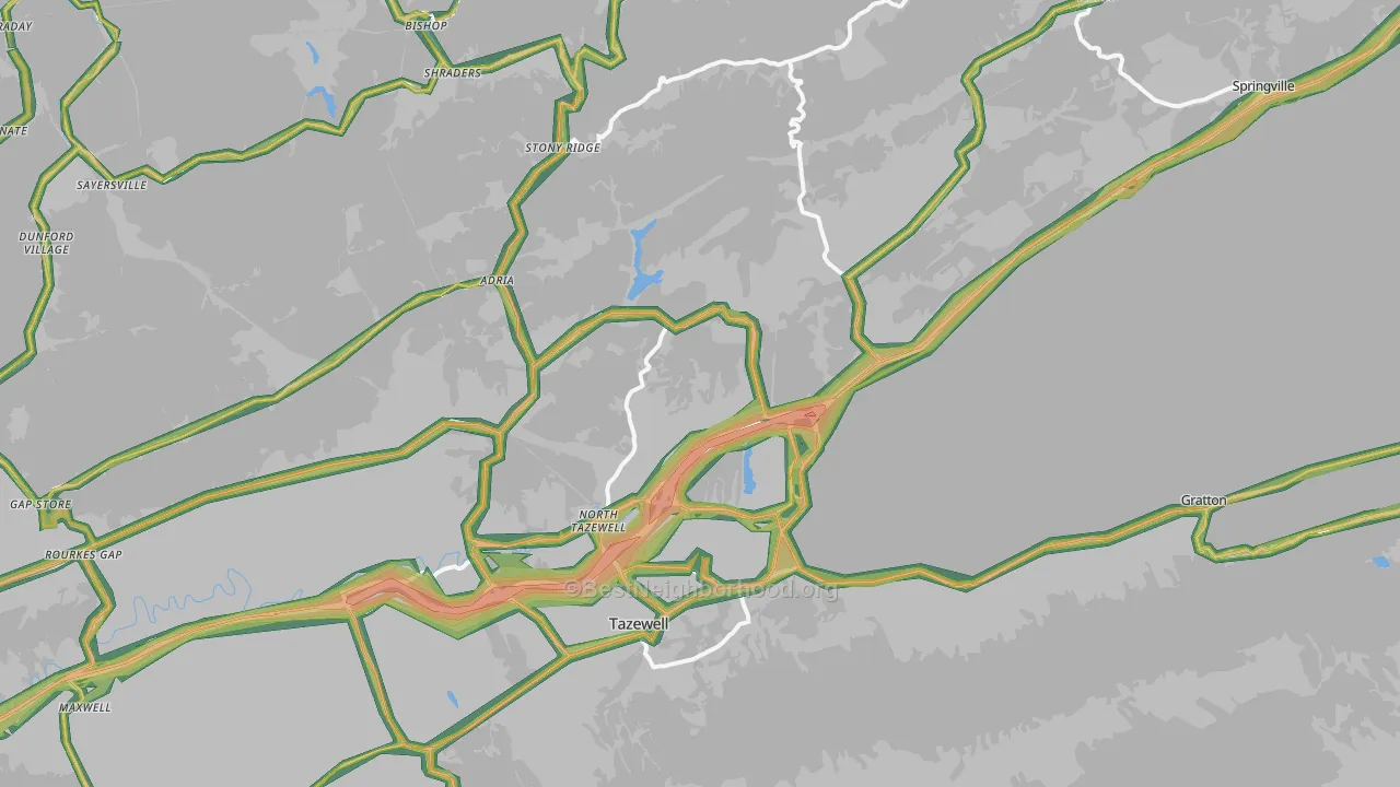 North Tazewell, VA Map of Noise Levels in North Tazewell