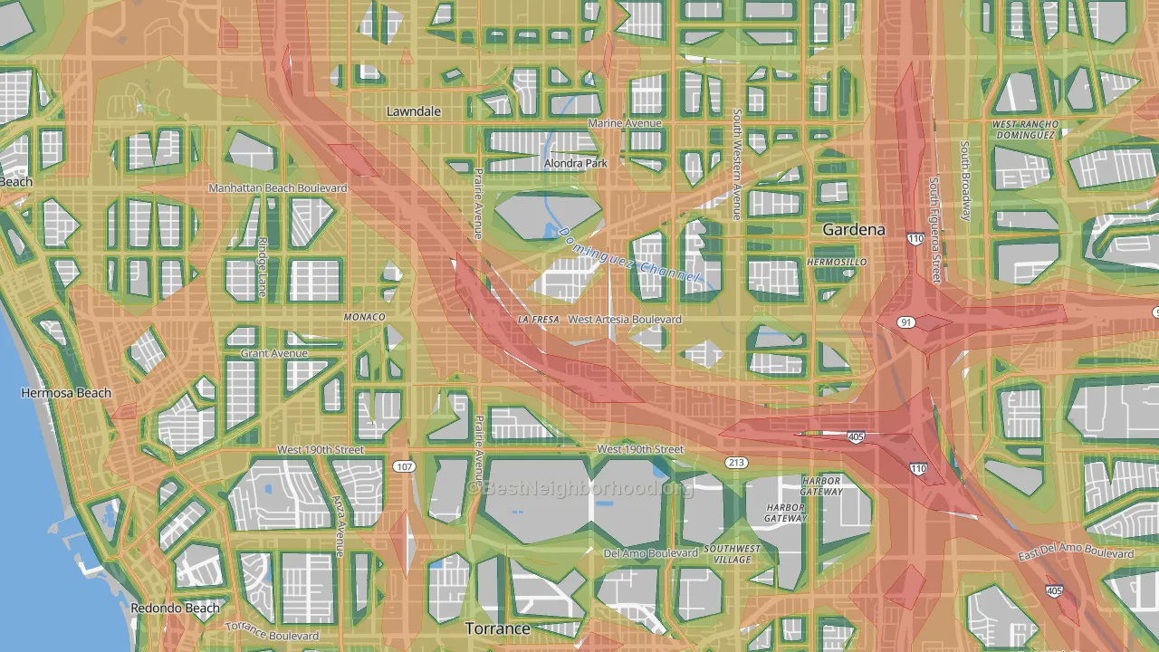 North Torrance, Torrance, CA Map of Noise Levels in North Torrance