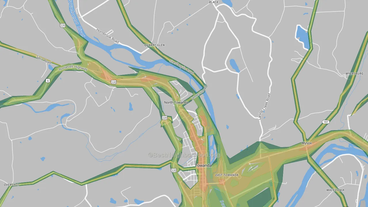North Towanda, PA Map of Noise Levels in North Towanda