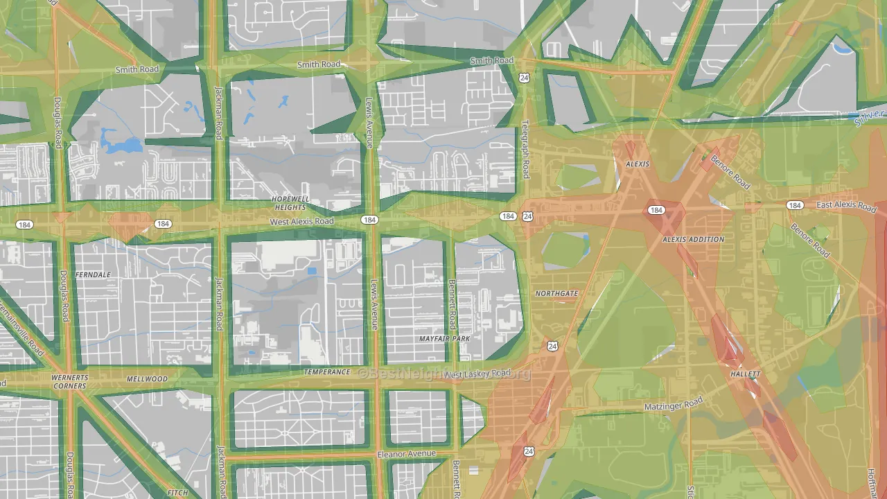 North Towne, Toledo, OH Map of Noise Levels in North Towne