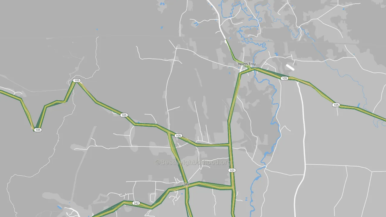 North Troy, VT Map of Noise Levels in North Troy