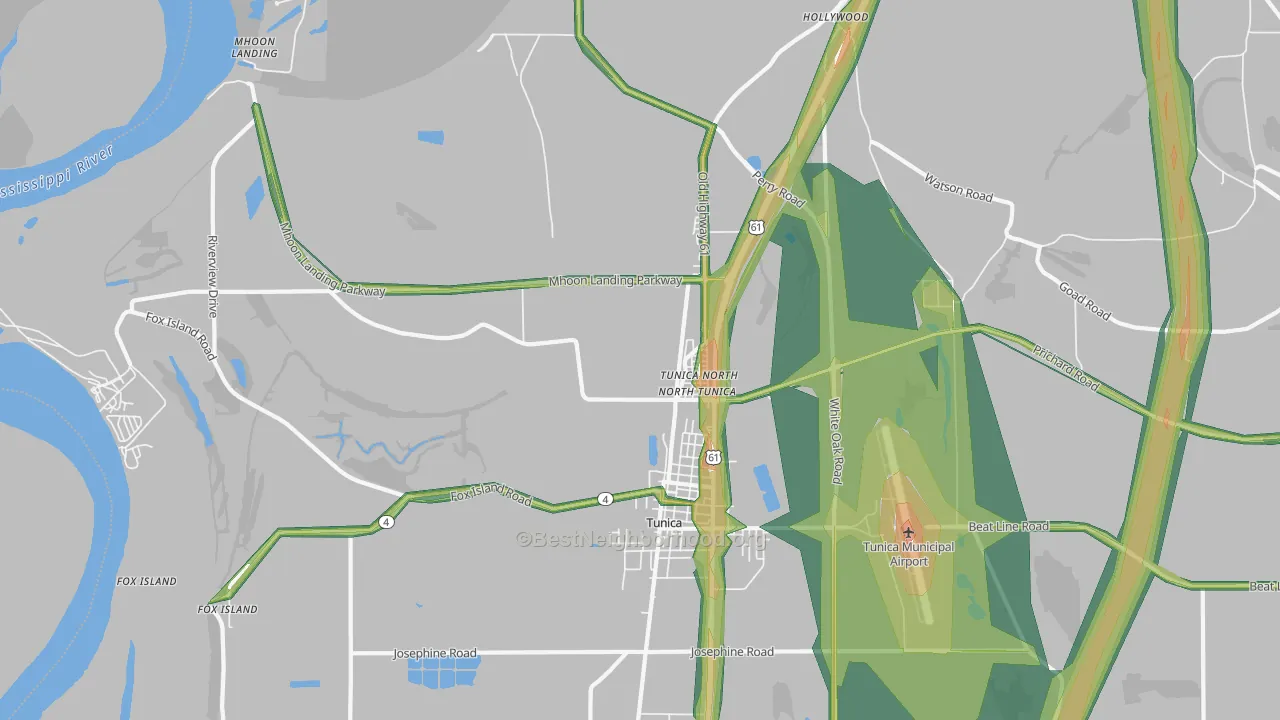 North Tunica, MS Map of Noise Levels in North Tunica
