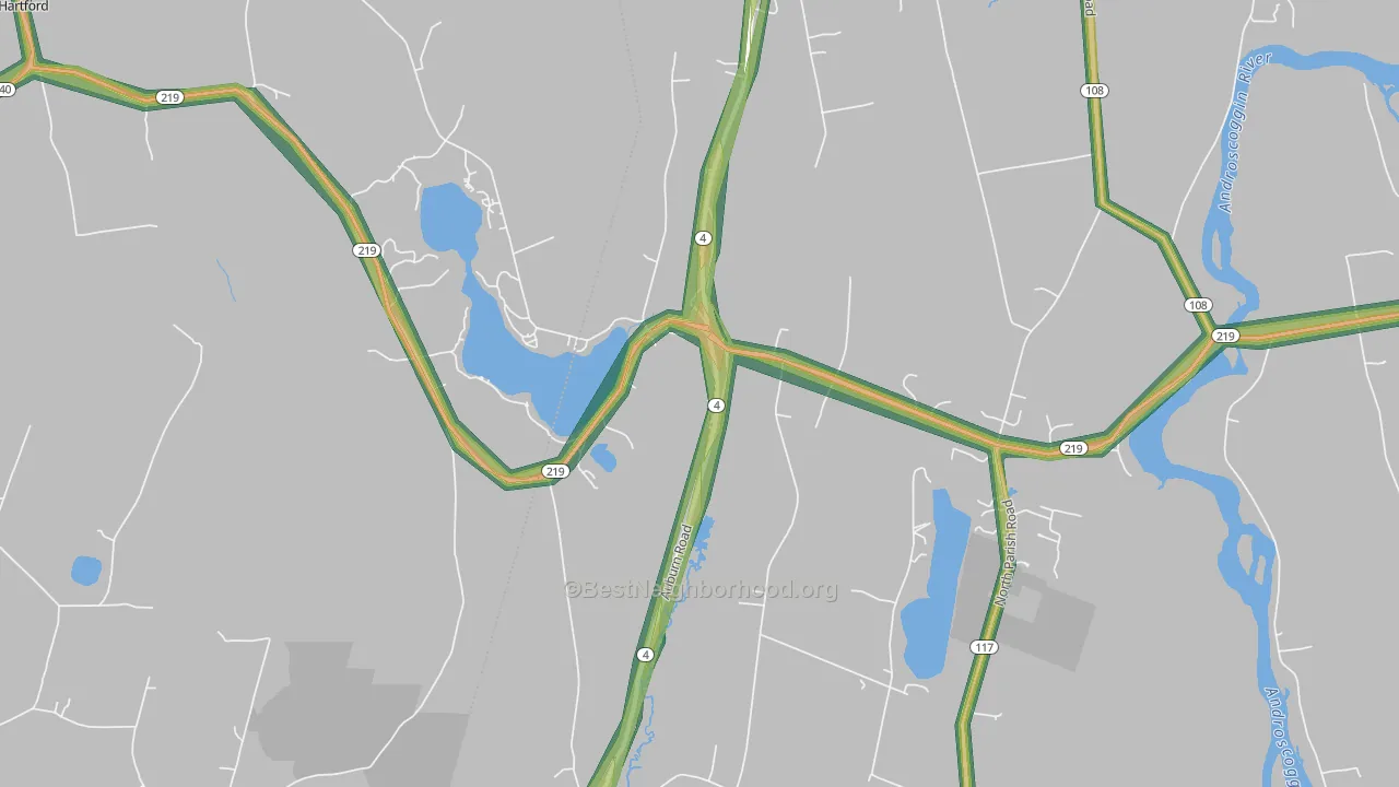 North Turner, ME Map of Noise Levels in North Turner