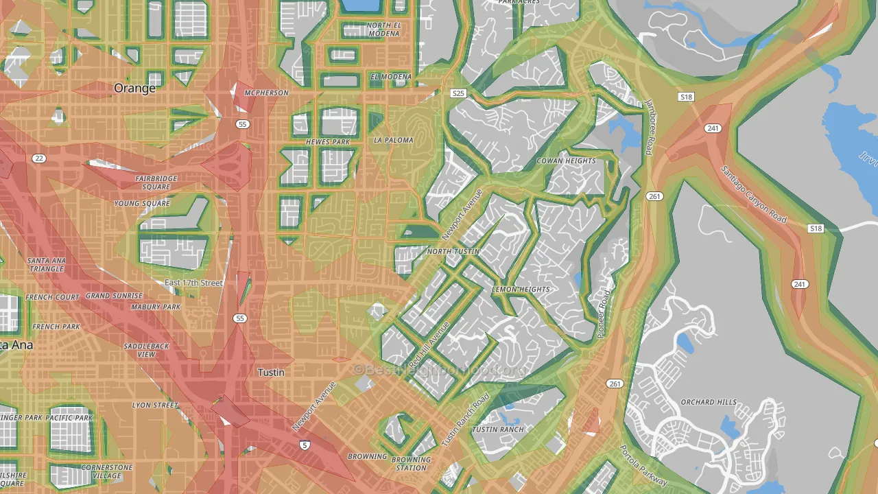 North Tustin, CA Map of Noise Levels in North Tustin