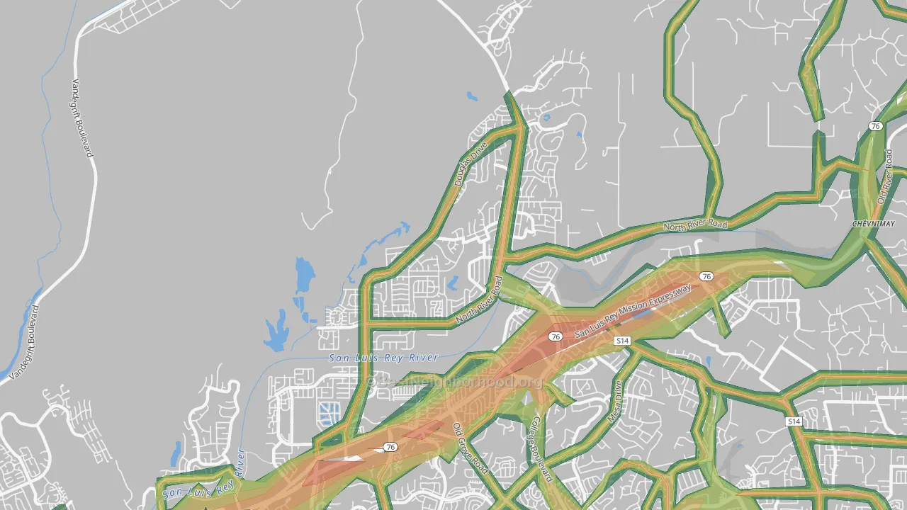 North Valley San Diego, Oceanside, CA Map of Noise Levels in North Valley San Diego