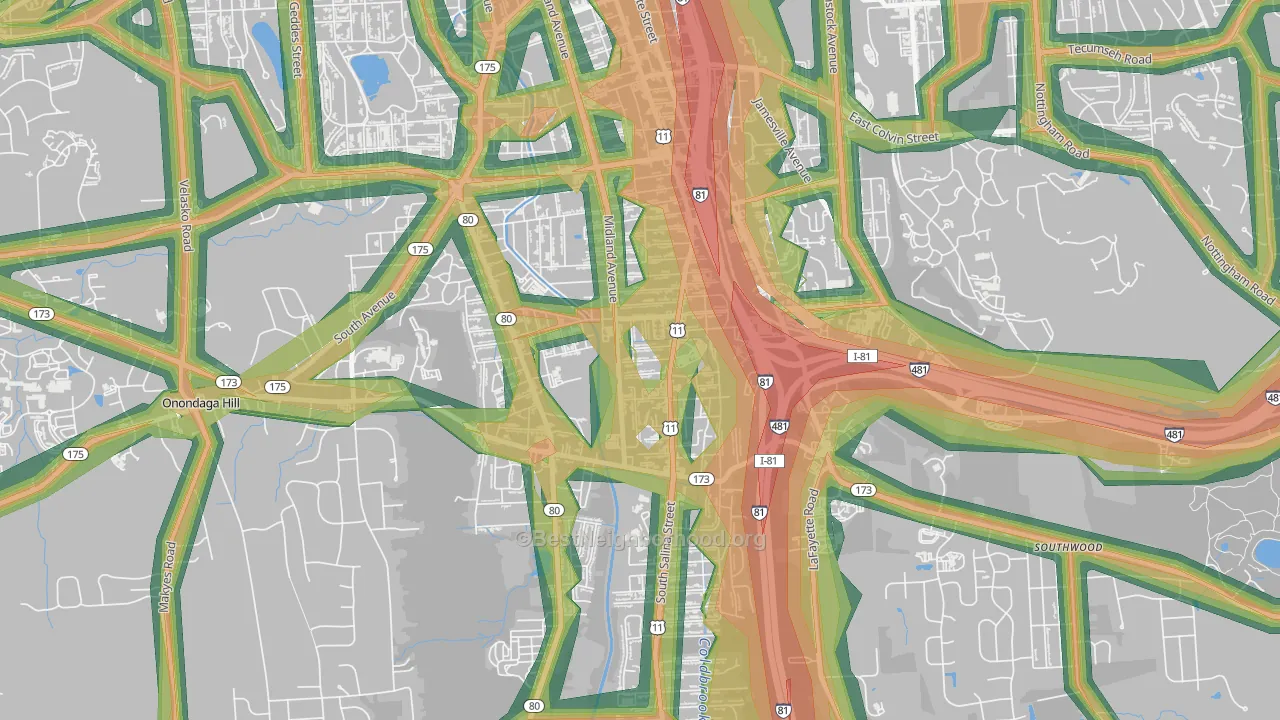 North Valley, Syracuse, NY Map of Noise Levels in North Valley