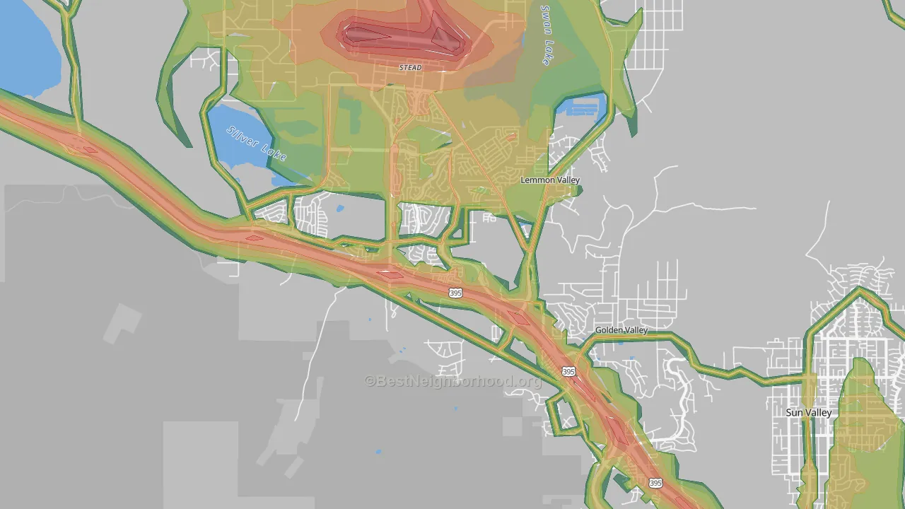 North Valleys, Reno, NV Map of Noise Levels in North Valleys