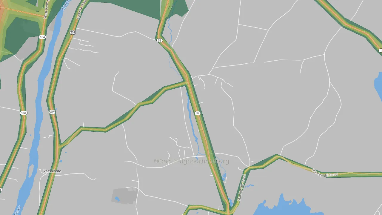 North Vassalboro, ME Map of Noise Levels in North Vassalboro
