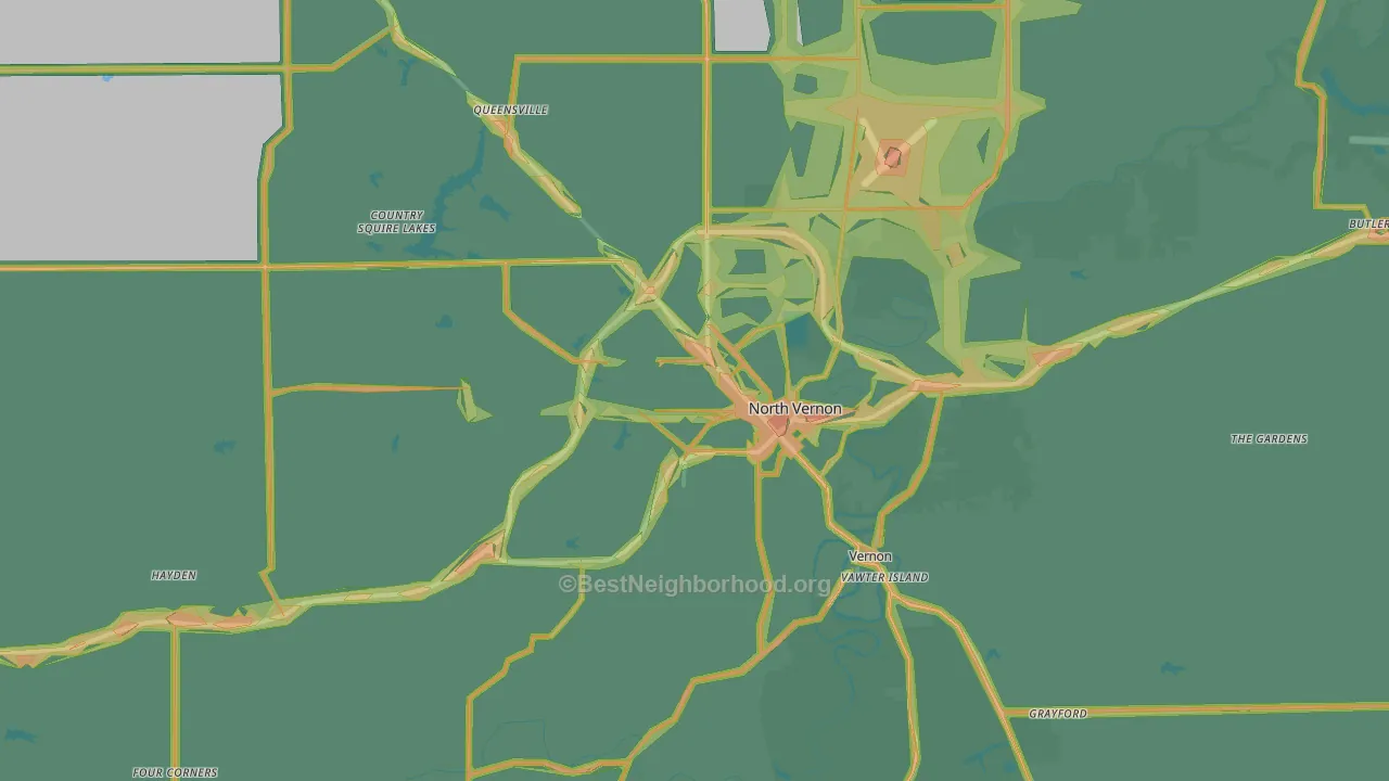 North Vernon, IN Map of Noise Levels in North Vernon
