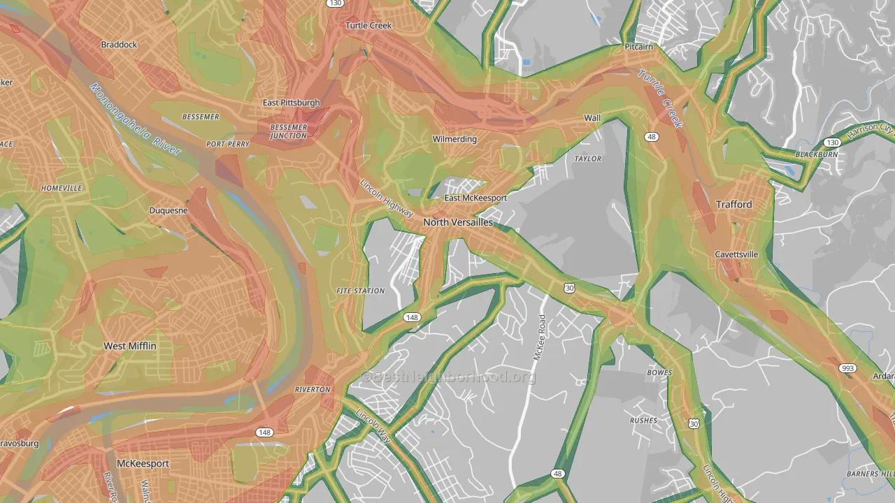 North Versailles, PA Map of Noise Levels in North Versailles