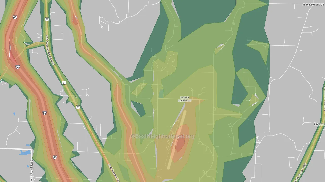 North Vinemont, AL Map of Noise Levels in North Vinemont