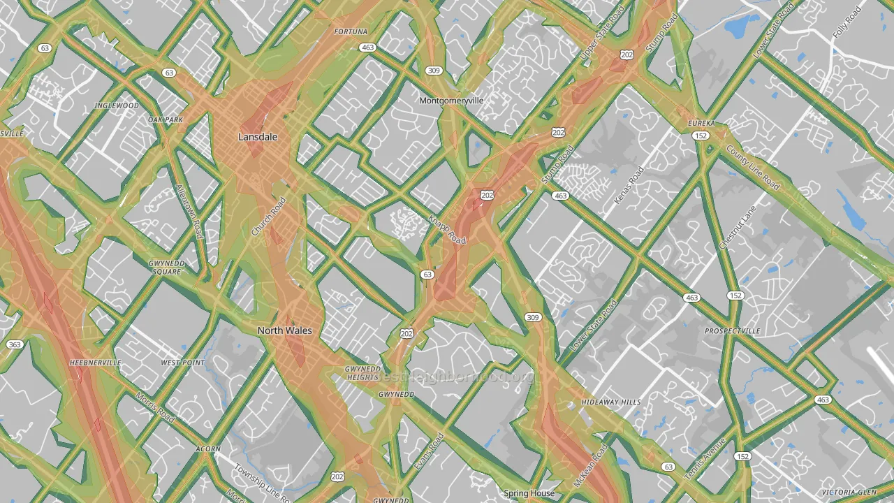 North Wales, PA Map of Noise Levels in North Wales