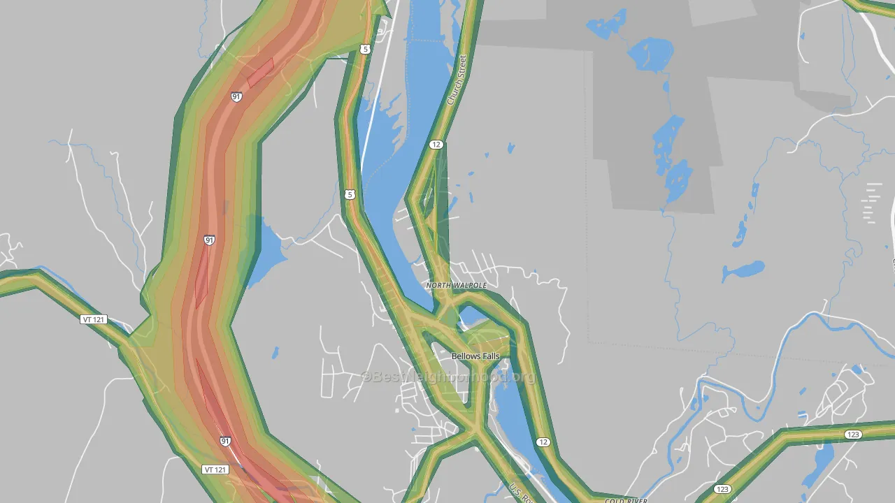 North Walpole, NH Map of Noise Levels in North Walpole