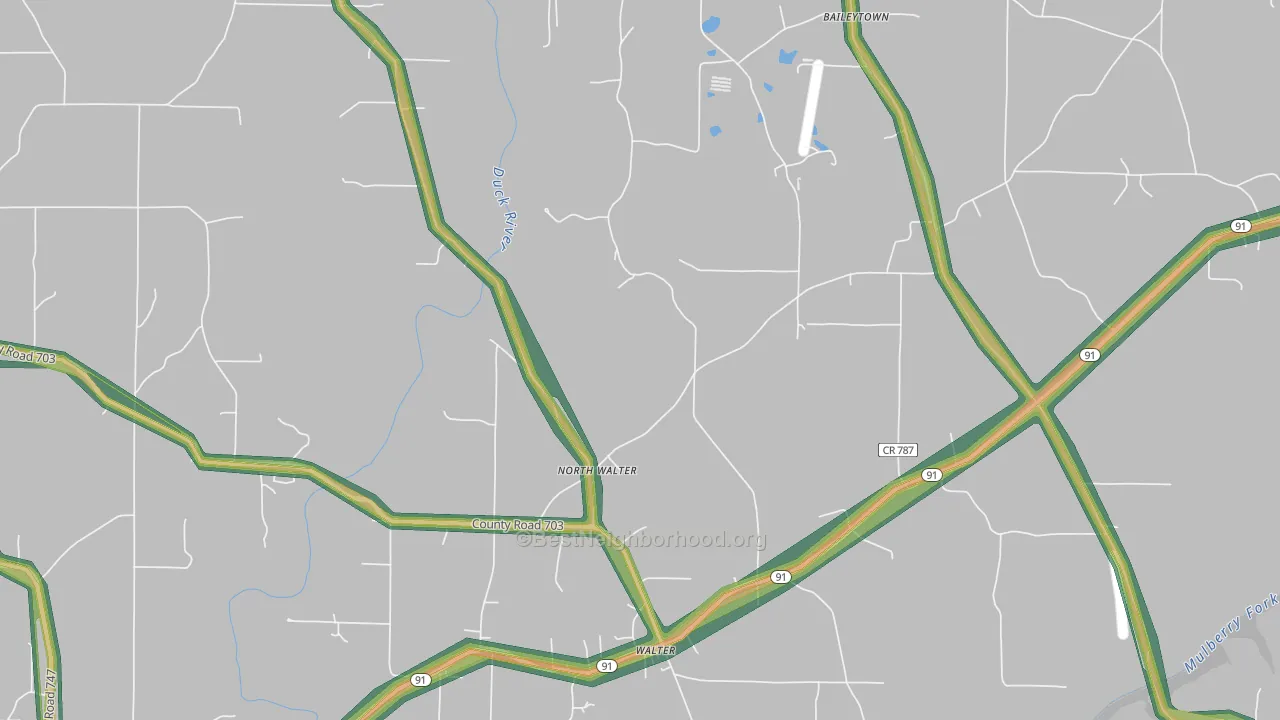 North Walter, AL Map of Noise Levels in North Walter