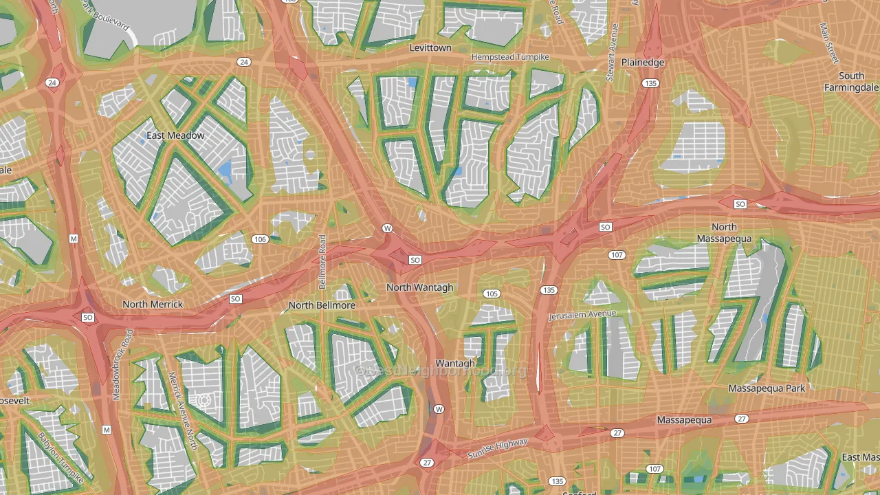 North Wantagh, NY Map of Noise Levels in North Wantagh