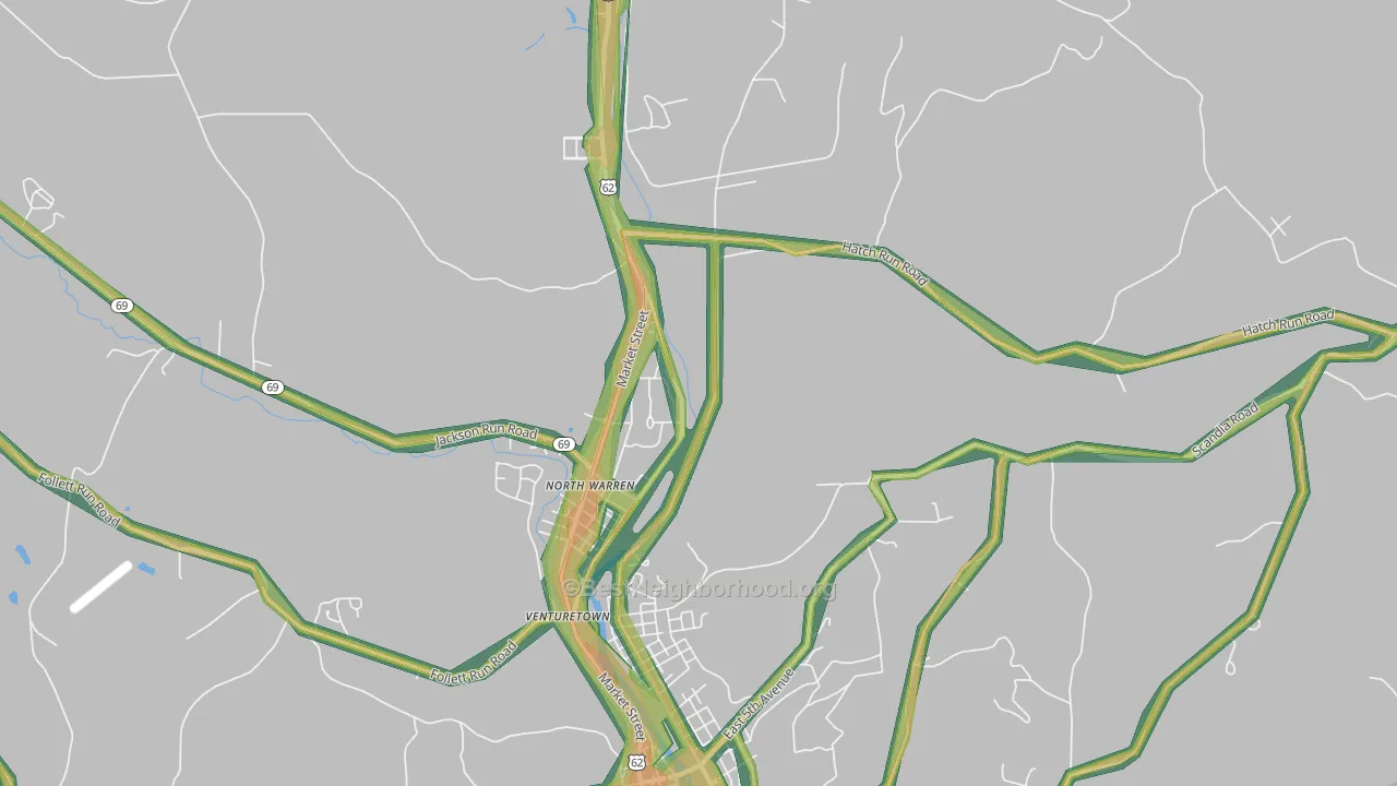 North Warren, PA Map of Noise Levels in North Warren