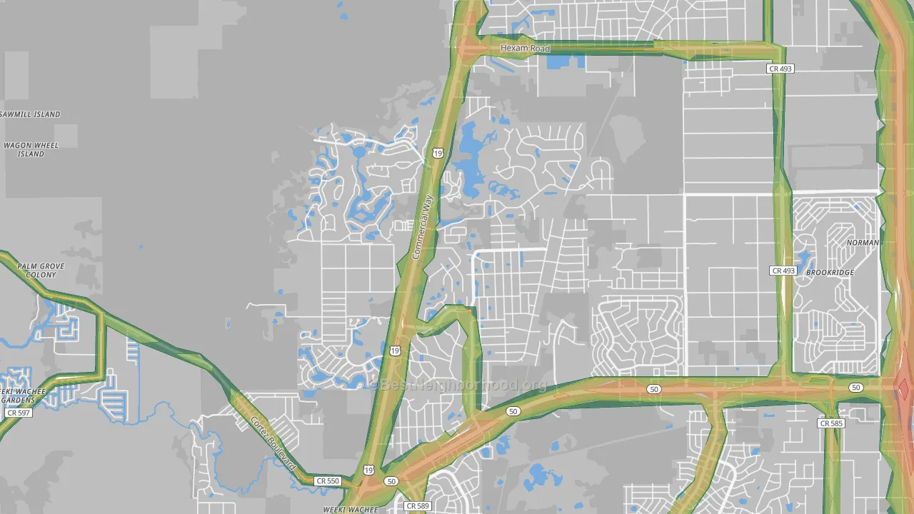 North Weeki Wachee, FL Map of Noise Levels in North Weeki Wachee