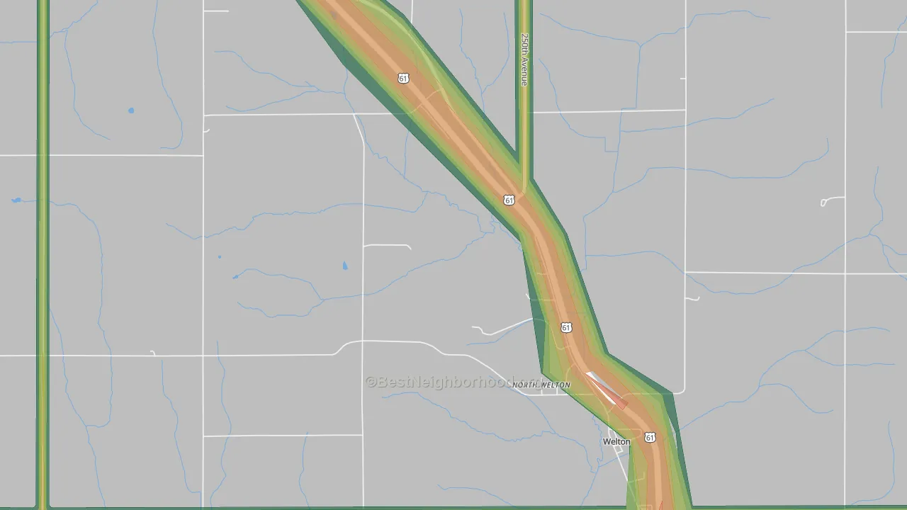 North Welton, IA Map of Noise Levels in North Welton