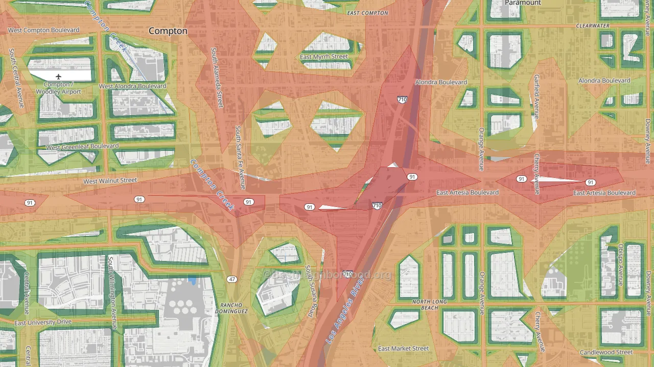 North West Long Beach, Long Beach, CA Map of Noise Levels in North West Long Beach
