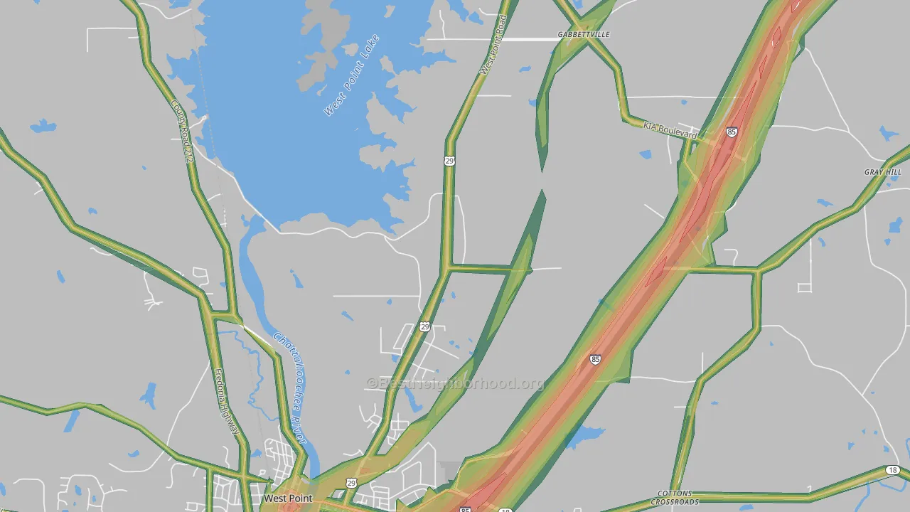 North West Point, GA Map of Noise Levels in North West Point