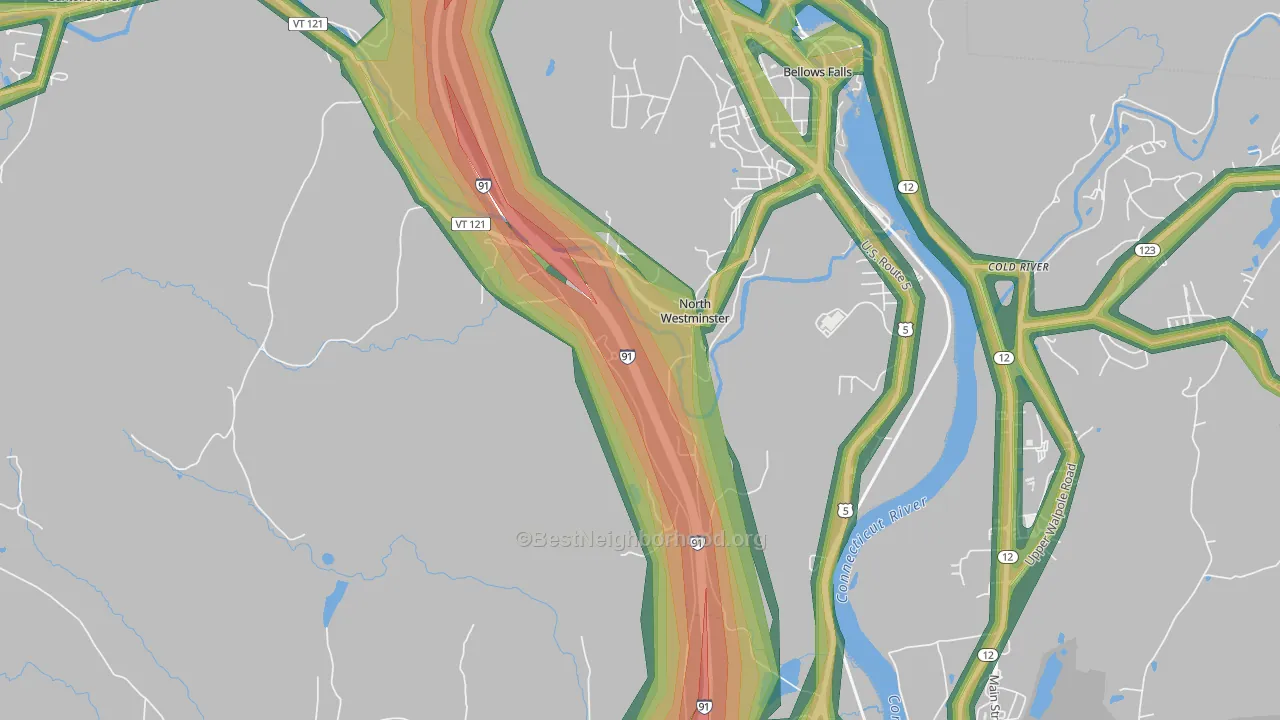 North Westminster, VT Map of Noise Levels in North Westminster