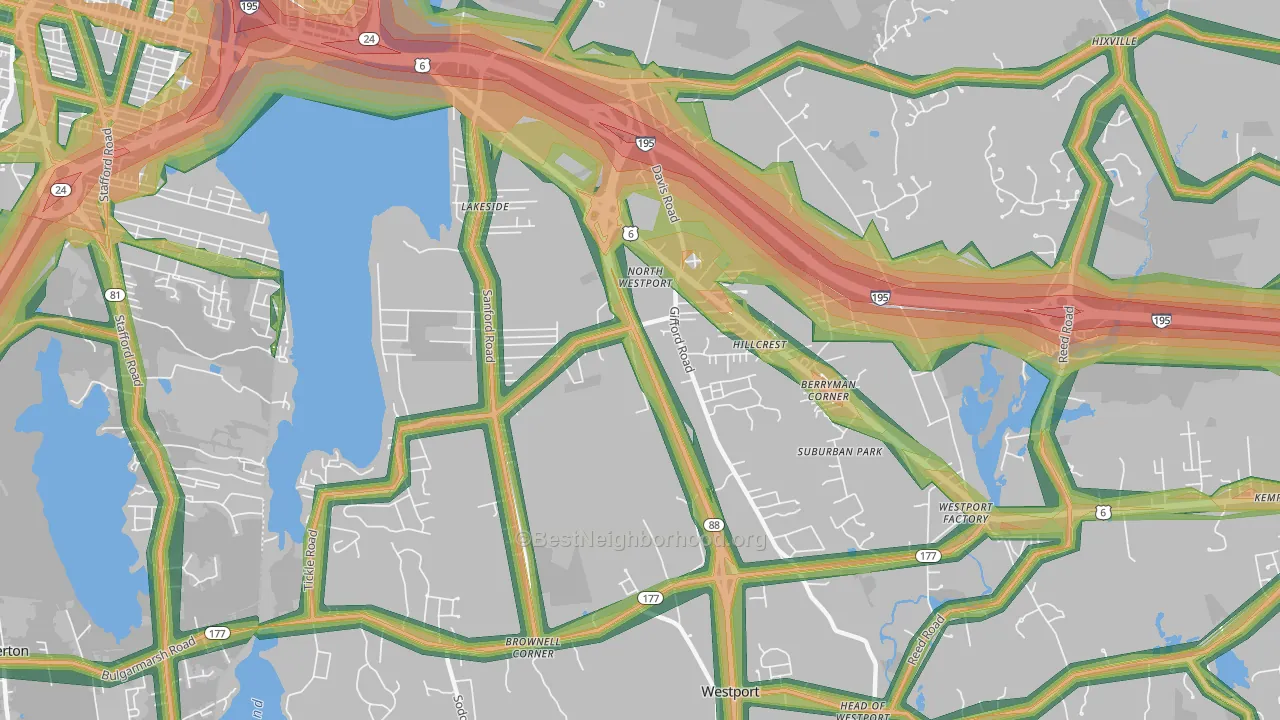North Westport, MA Map of Noise Levels in North Westport