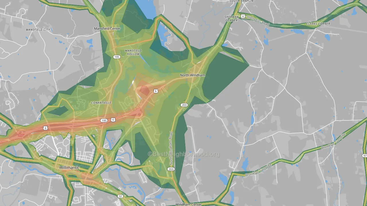 North Windham, CT Map of Noise Levels in North Windham