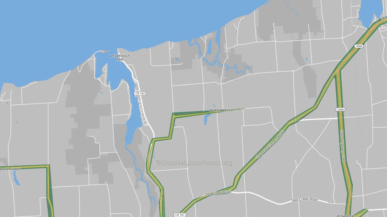 North Wolcott, NY Map of Noise Levels in North Wolcott