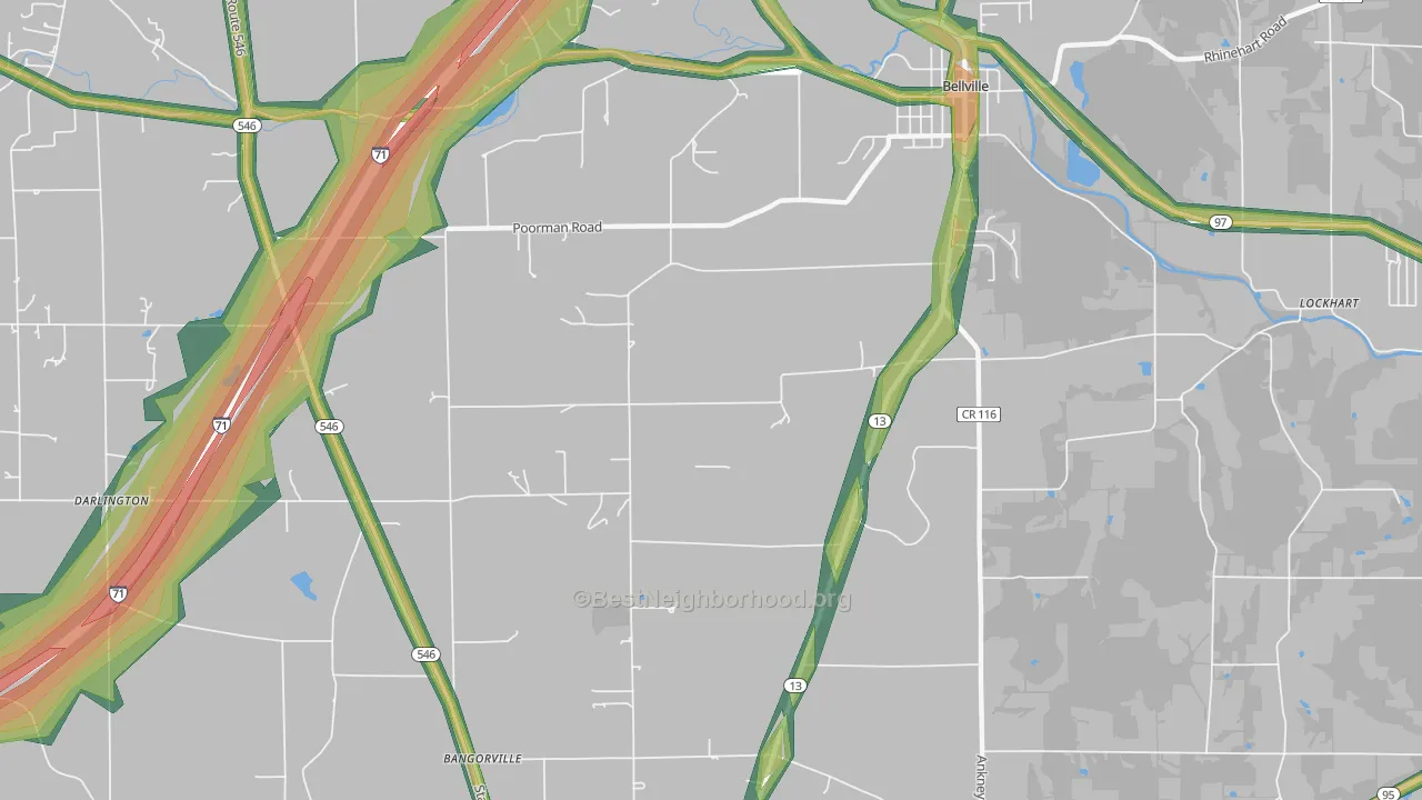 North Woodbury, OH Map of Noise Levels in North Woodbury