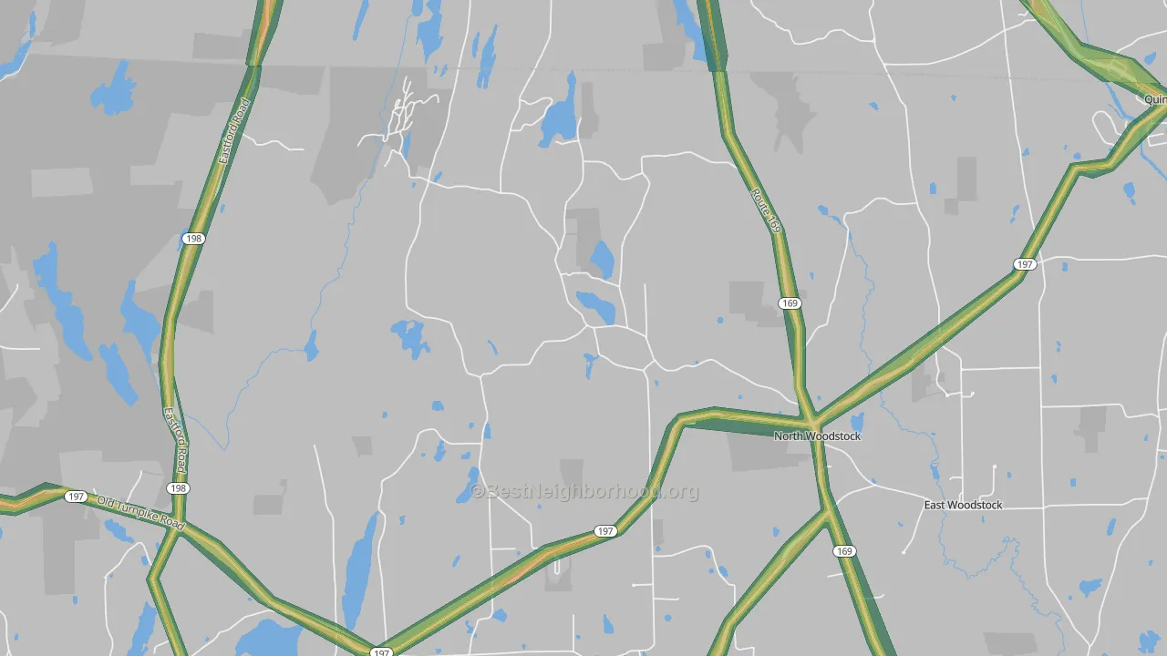 North Woodstock, CT Map of Noise Levels in North Woodstock