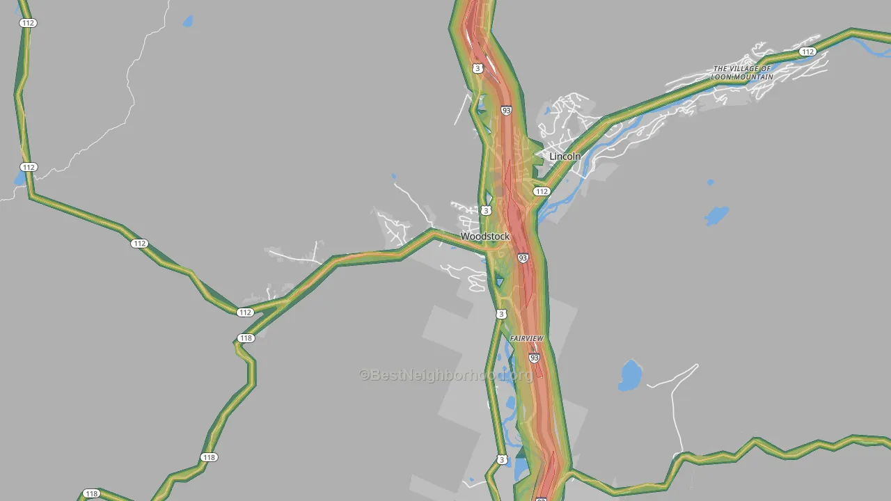 North Woodstock, NH Map of Noise Levels in North Woodstock