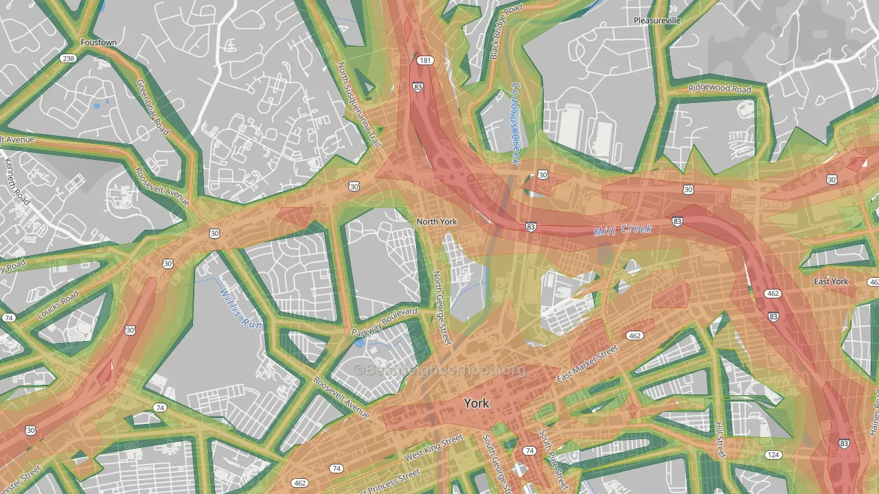North York, PA Map of Noise Levels in North York