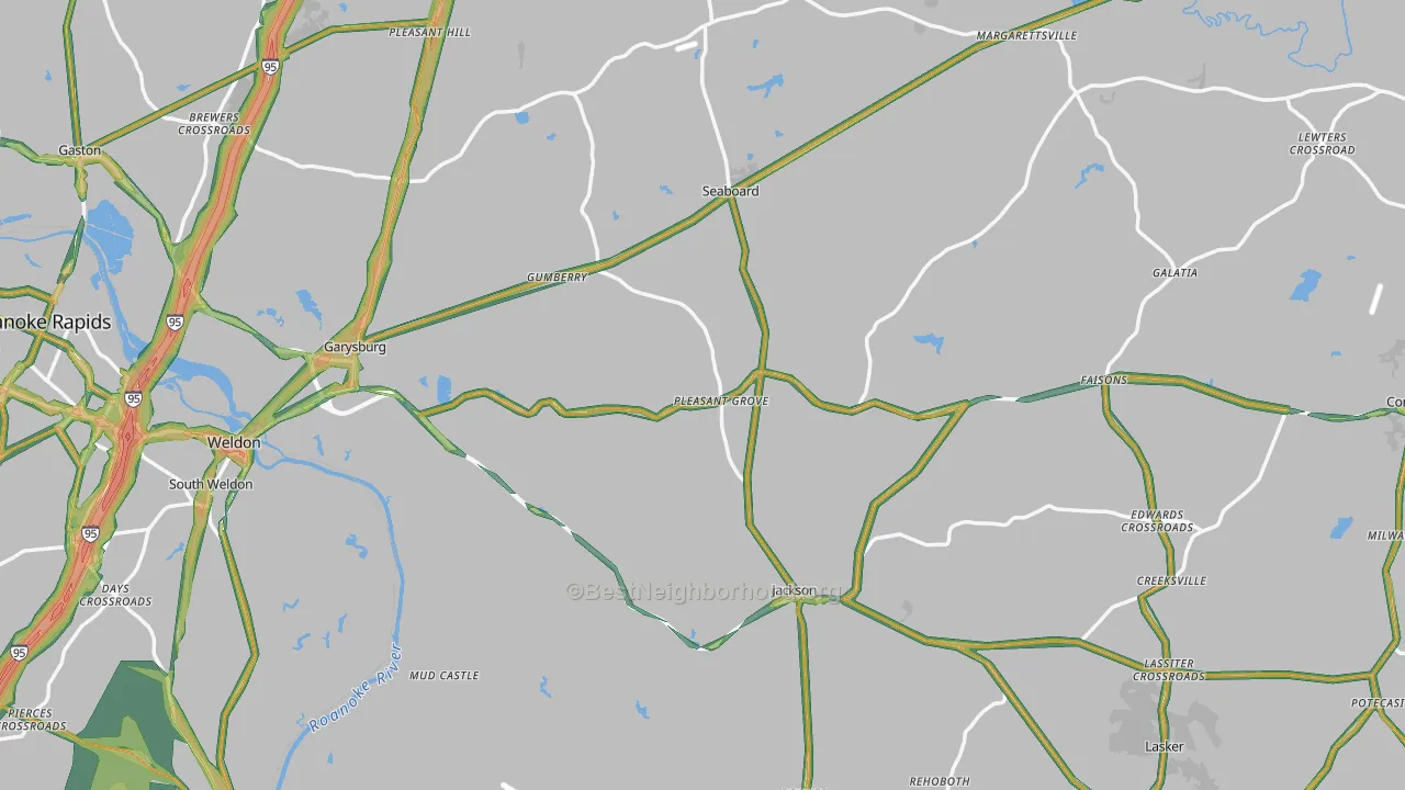 Northampton County, NC Map of Noise Levels in Northampton County
