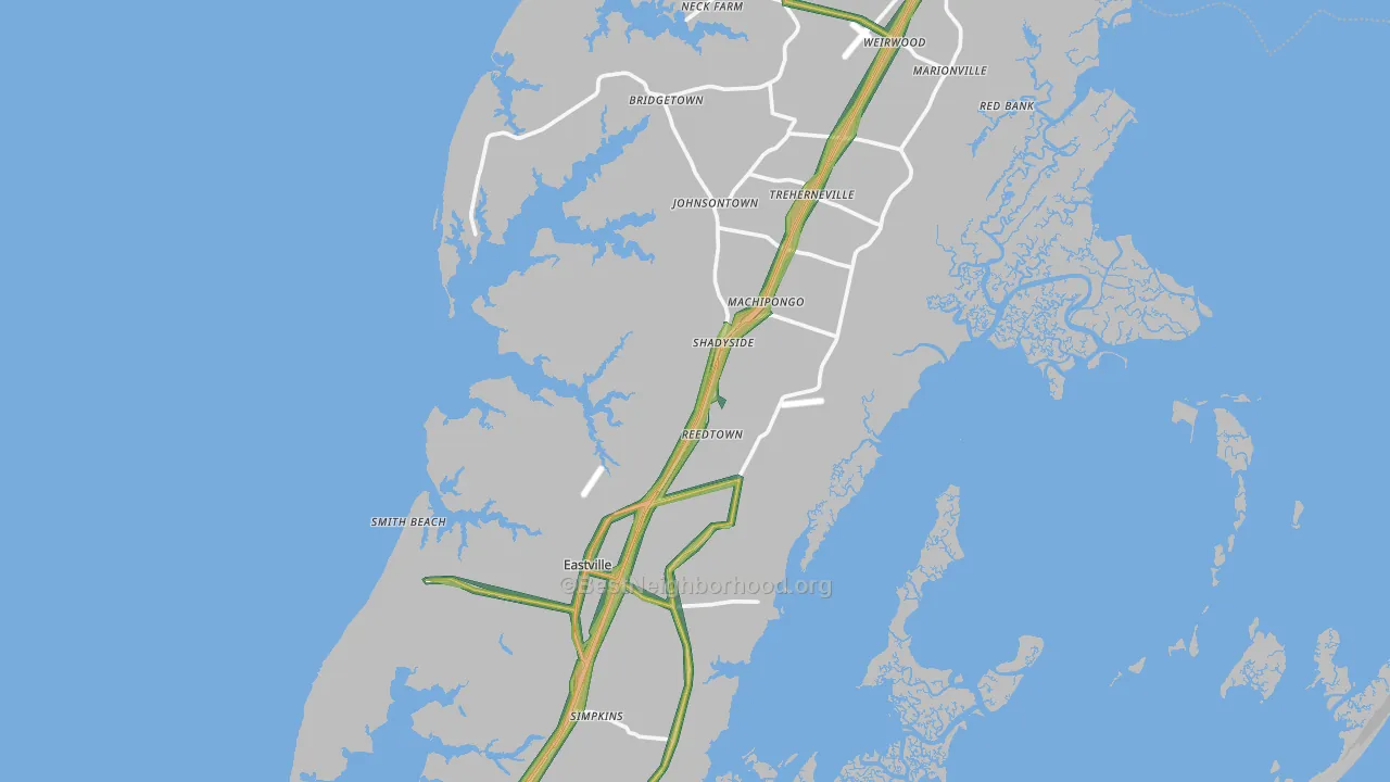 Northampton County, VA Map of Noise Levels in Northampton County