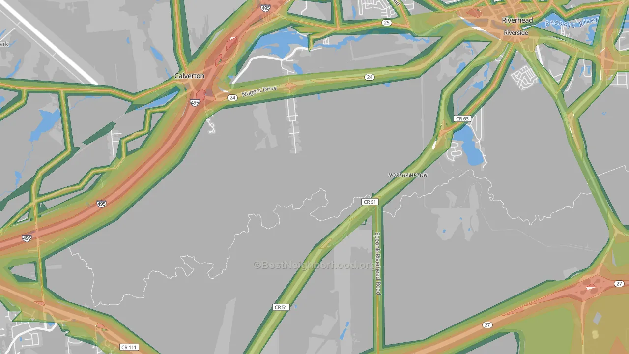 Northampton, NY Map of Noise Levels in Northampton