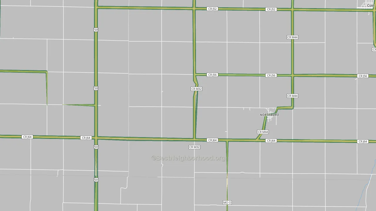 Northboro, IA Map of Noise Levels in Northboro