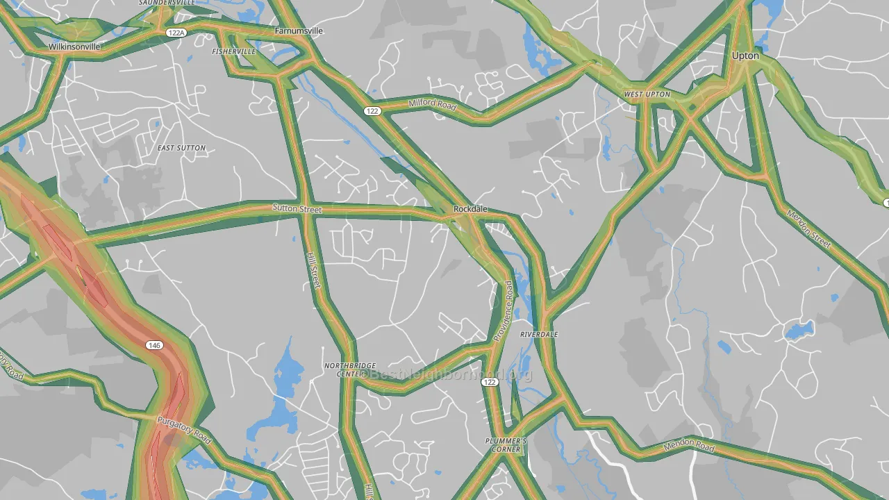 Northbridge, MA Map of Noise Levels in Northbridge