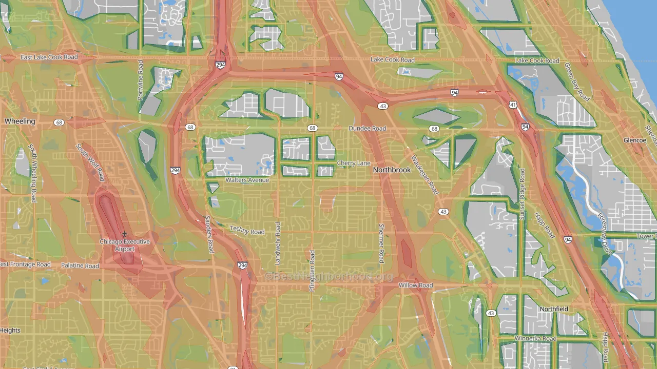 Northbrook, IL Map of Noise Levels in Northbrook